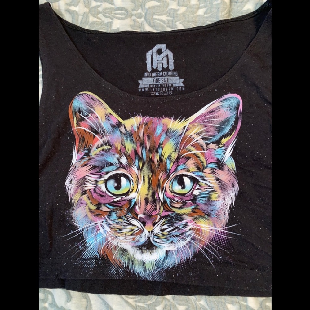 Into The Am brand cropped multicolored cat shirt - Picture 2 of 5